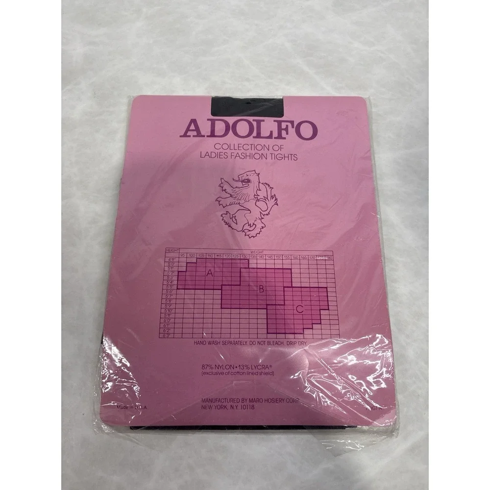 Vintage Adolfo Glossy Footed Tights Size B Black NOS NWT Deadstock 80s Dance NOS